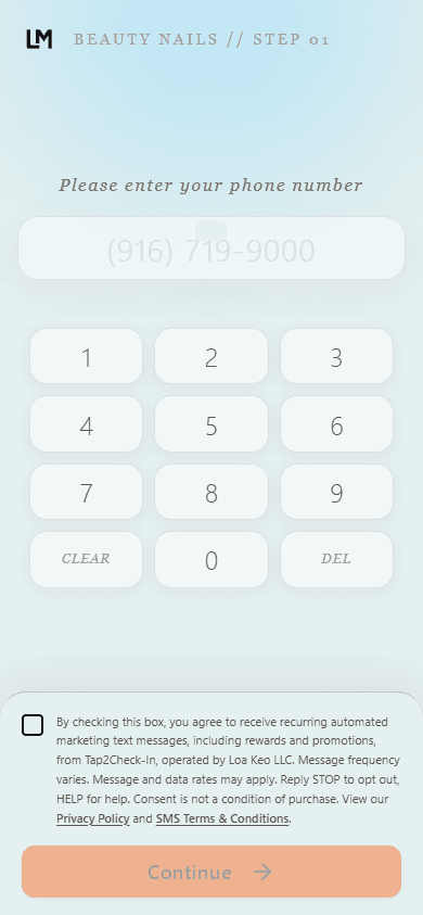 SMS opt-in step preview